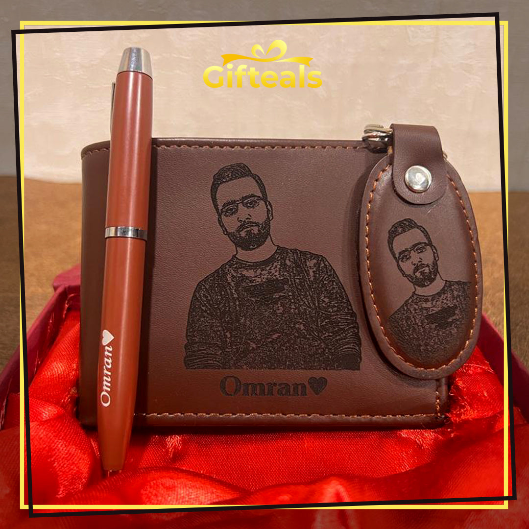 Picture Engraved Walletset For Men