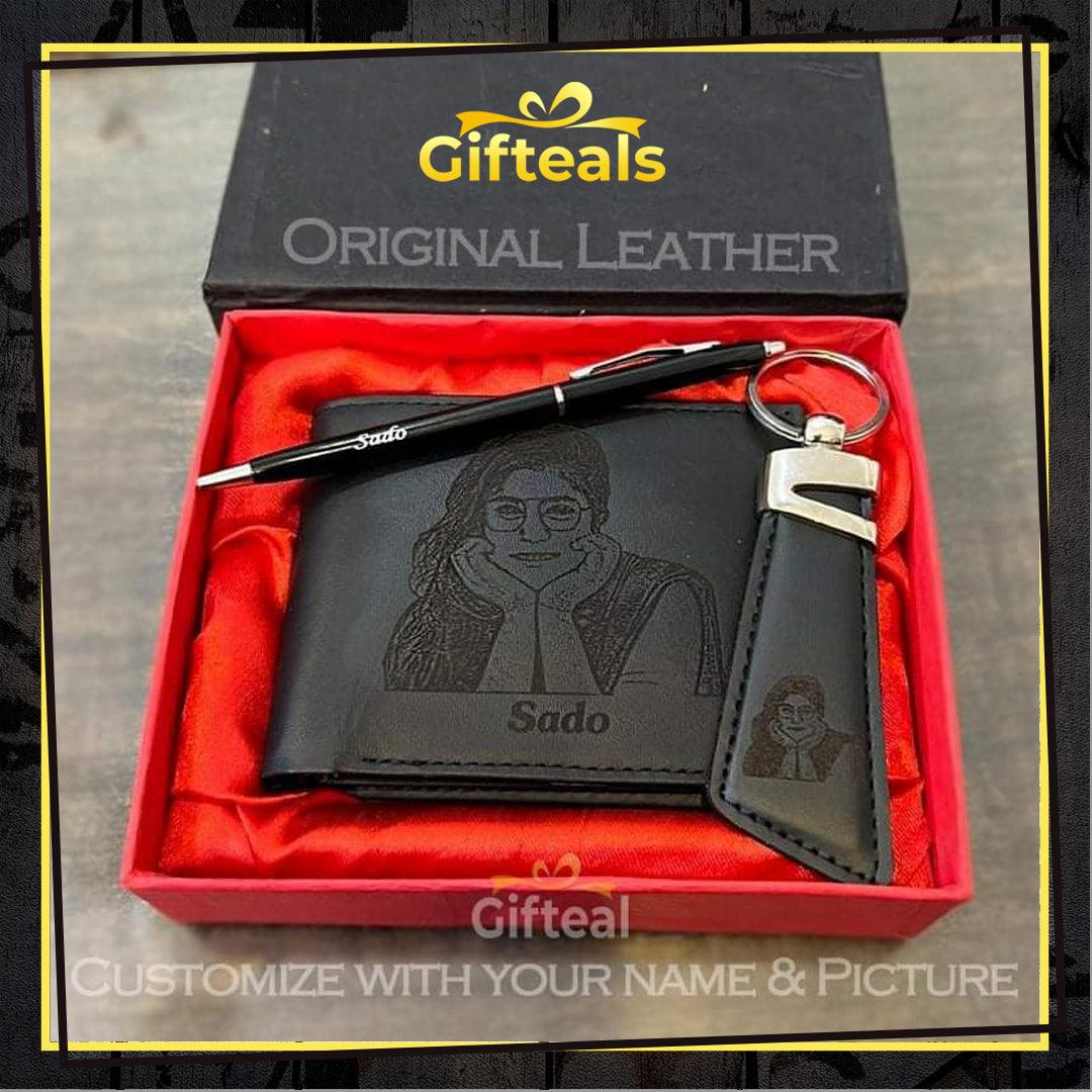 Black Engraved Photo Walletset - Gifteals