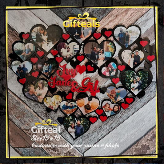 Heart Shape 17 Photo Wall Frame - Gifteals