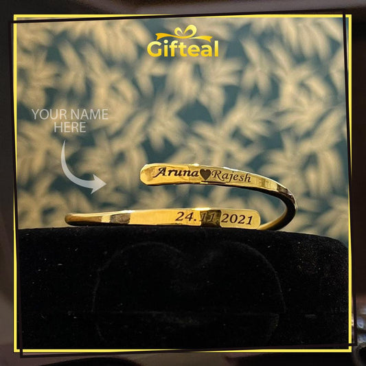 Couple Name & Date Engraved On Bangle - Gifteals