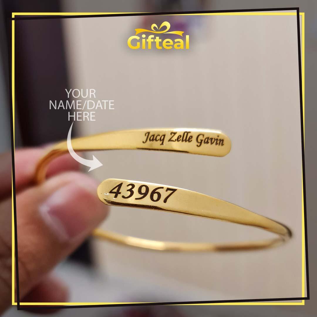 Couple Name & Date Engraved On Bangle - Gifteals