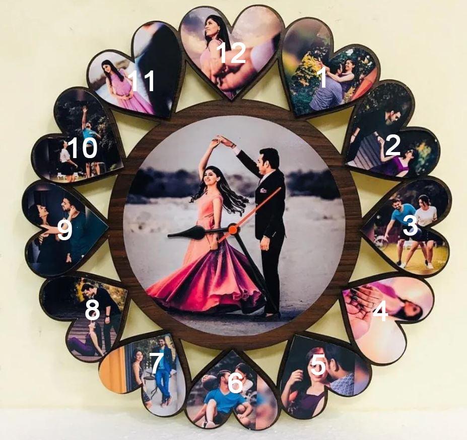 Wall Clock with 12 Photos - Gifteals