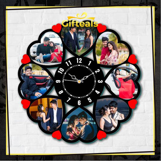 Wall Clock with 8 Photos - Gifteals