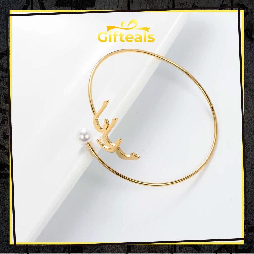 Arabic Name Bangle With Pearl Stone - Gifteals