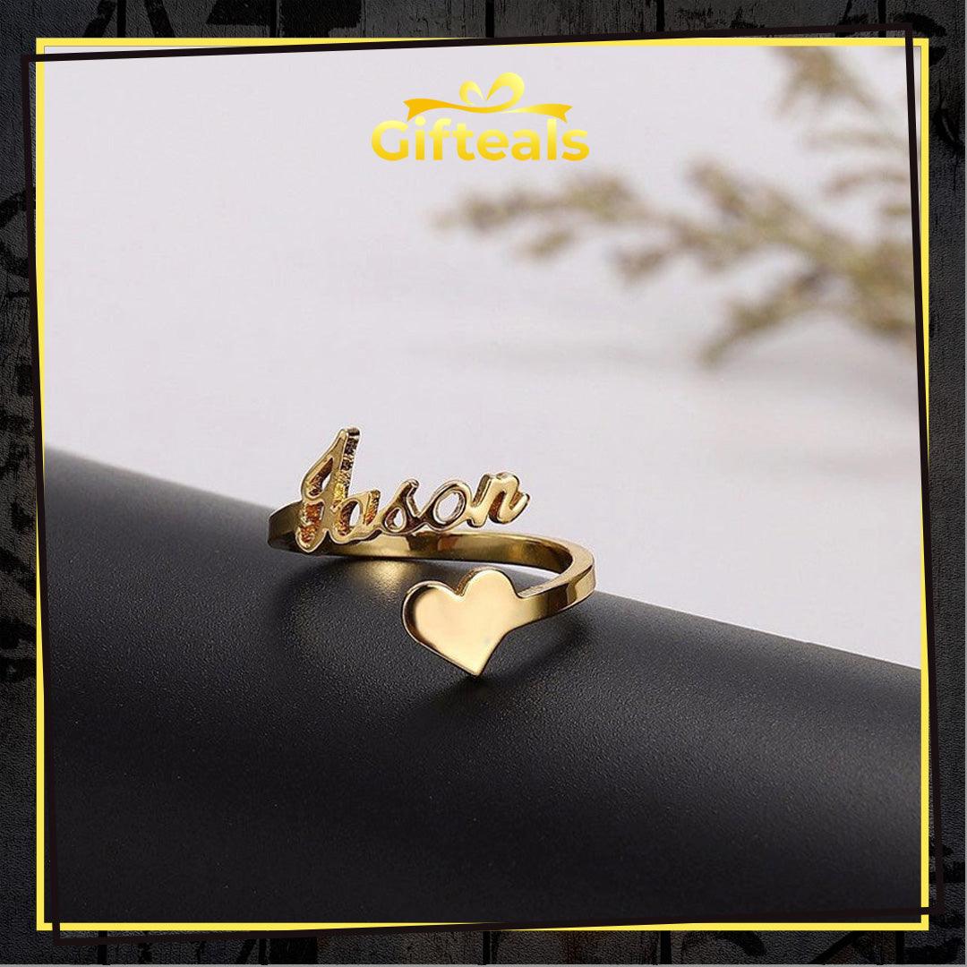 Single Name Ring With Heart - Gifteals