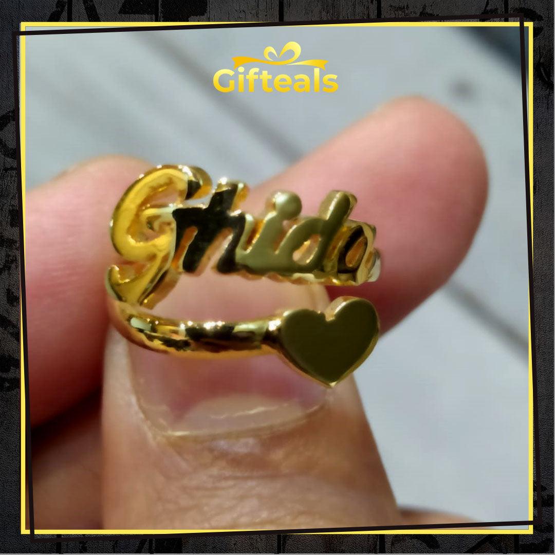 Single Name Ring With Heart - Gifteals