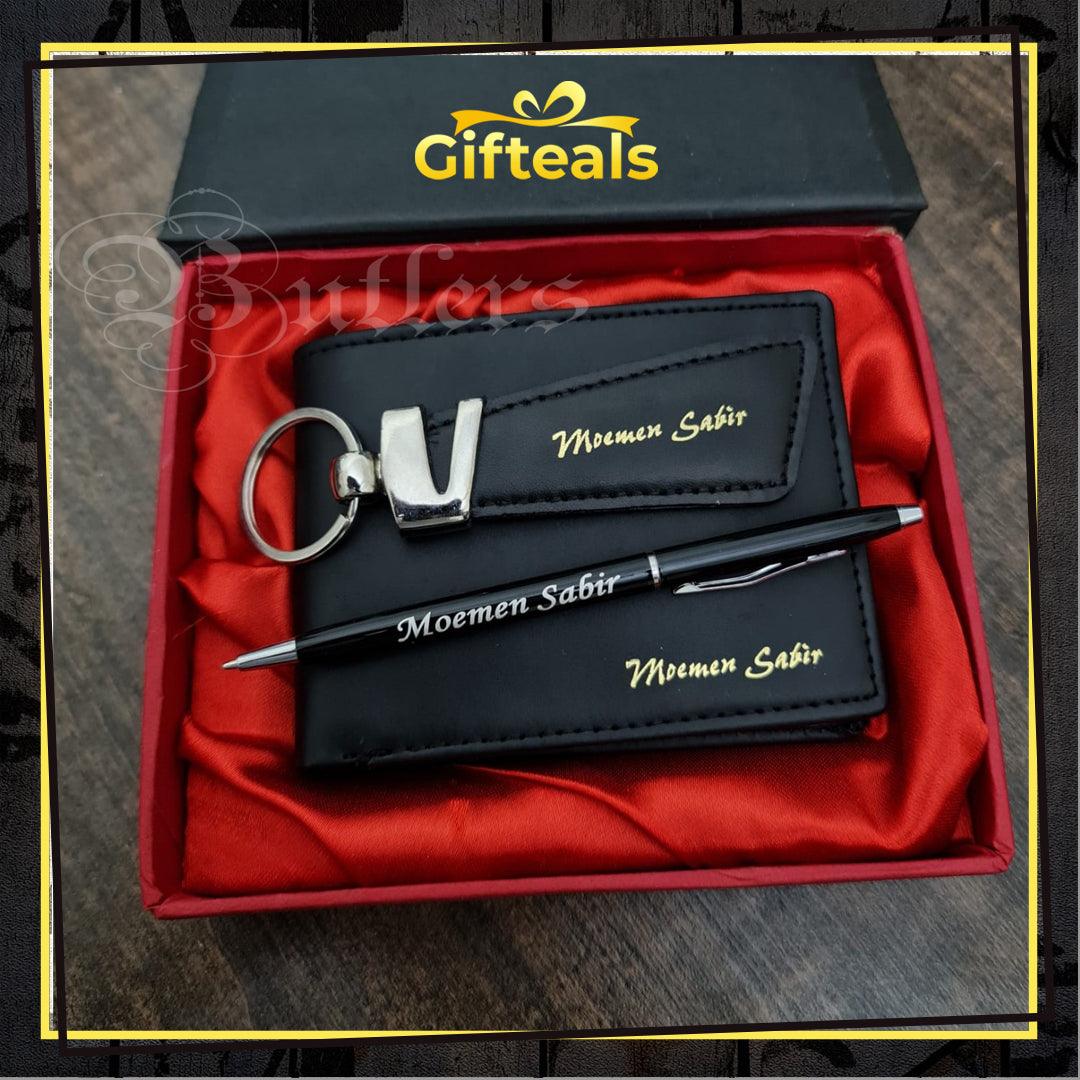 Jet Black Leather Walletset - Gifteals