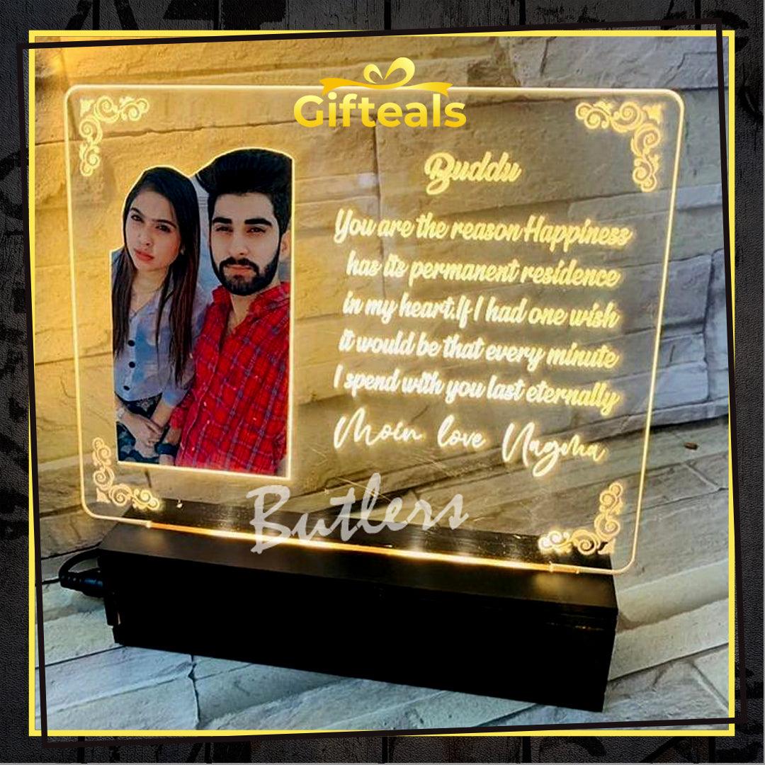 Wood Lamp With Photo & Message - Gifteals