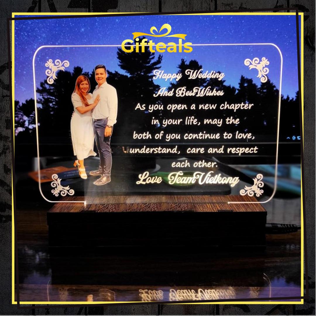 Wood Lamp With Photo & Message - Gifteals